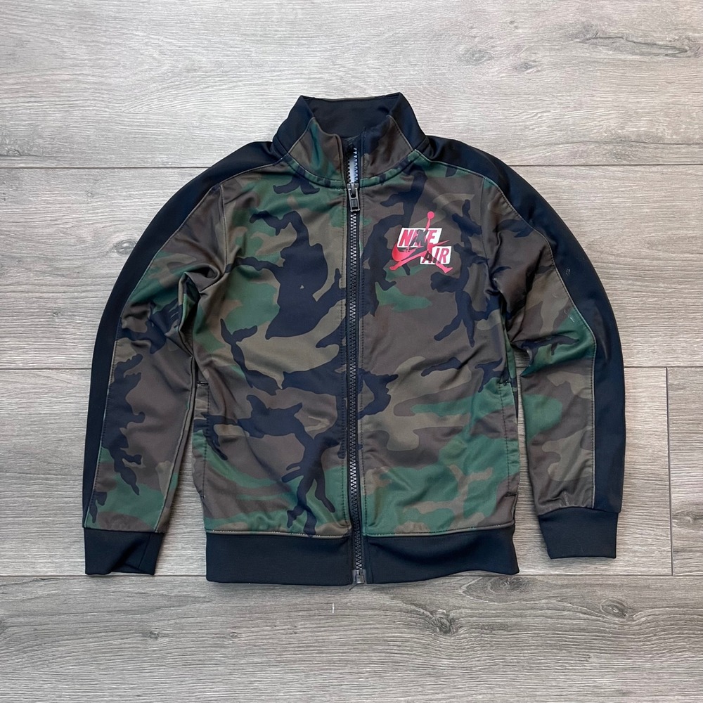 Jordan Boys Camo Nike Air Full Zip Track Jacket Green Black 4T 8510-E4F